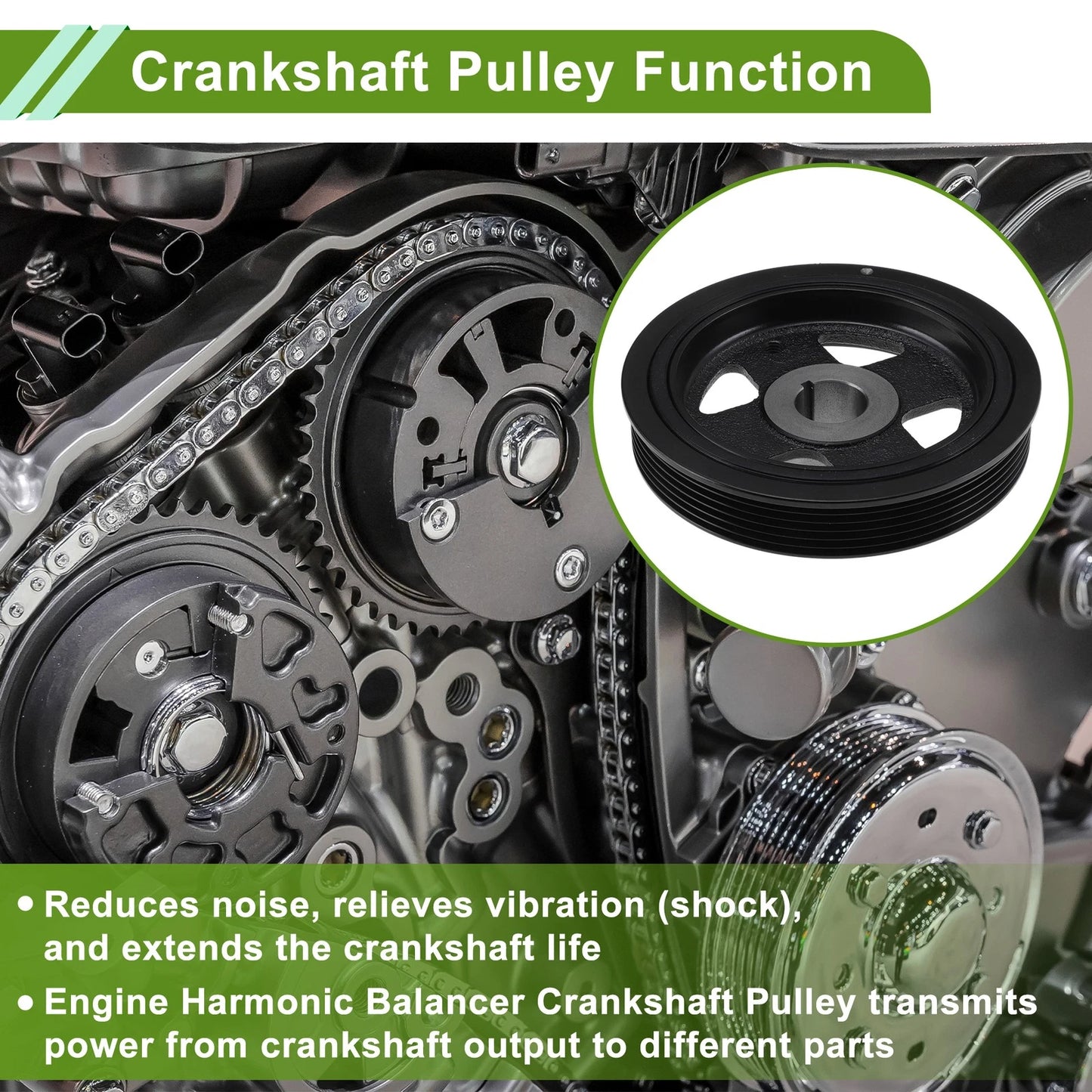 Engine Harmonic Balancer Crank Pulley Steel Black for Lexus CT200h