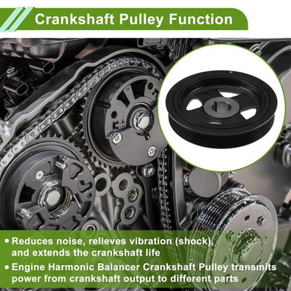 Engine Harmonic Balancer Crank Pulley Steel Black for Lexus CT200h
