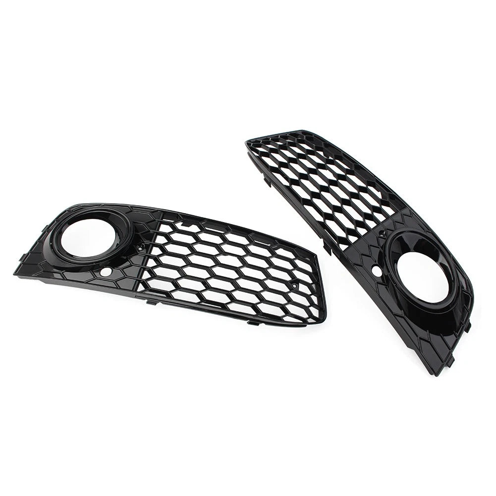 Front Fog Light Honeycomb Grille Cover for Audi A4 B8 (2009-2012) Black