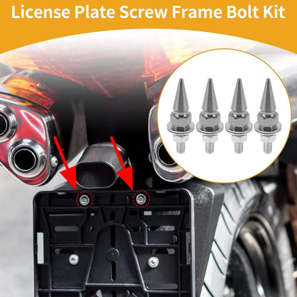 Universal M6 License Plate Screws Cover 4 x 54mm Titanium Tone for Motorcycle