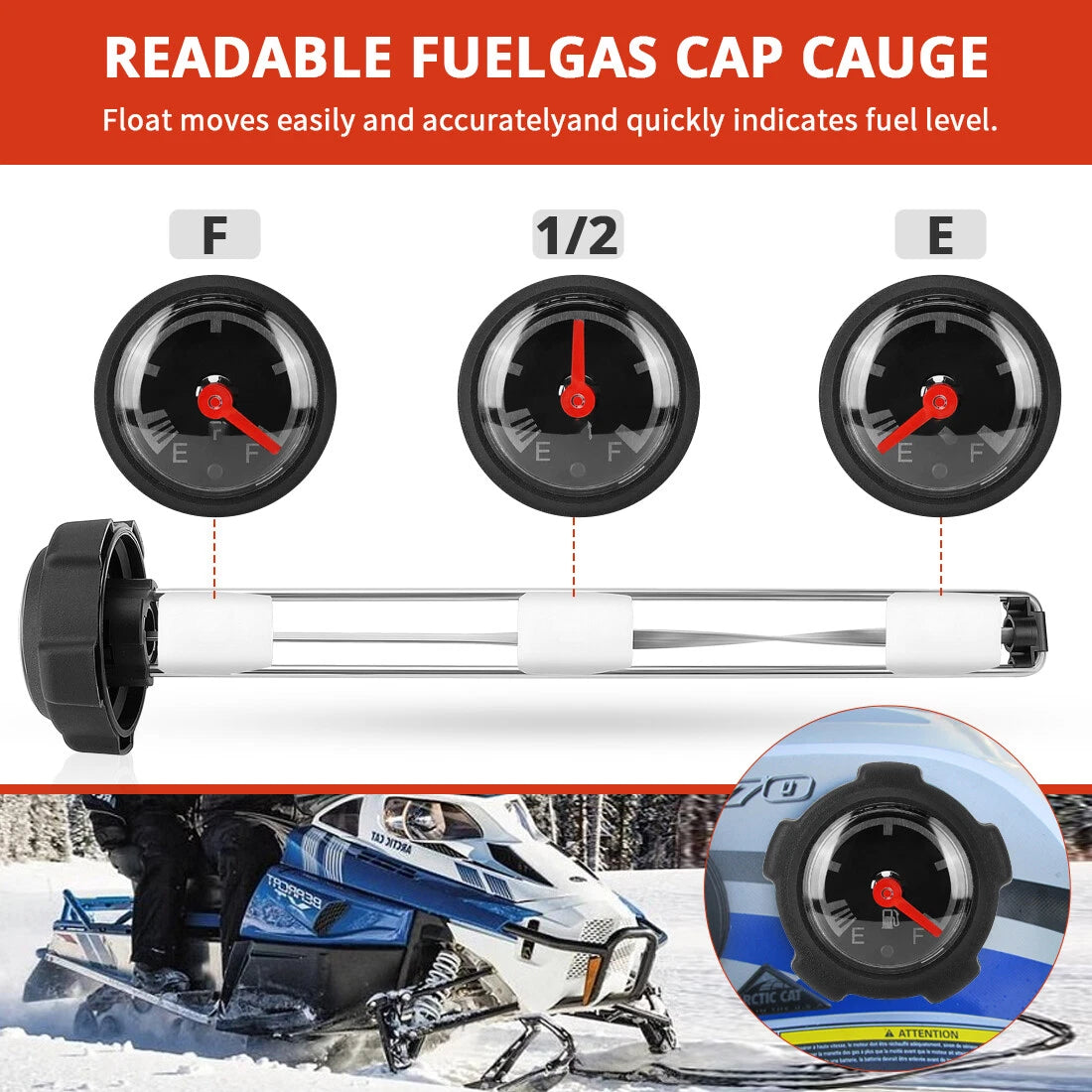 GAS CAP With GAUGE for ARCTIC CAT ZL 500 (1998–2001)