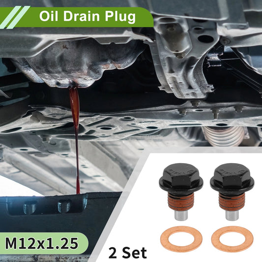 2 x M12x1.25 Copper Oil Drain Plug with Gasket for Car & Motorcycle Black Red