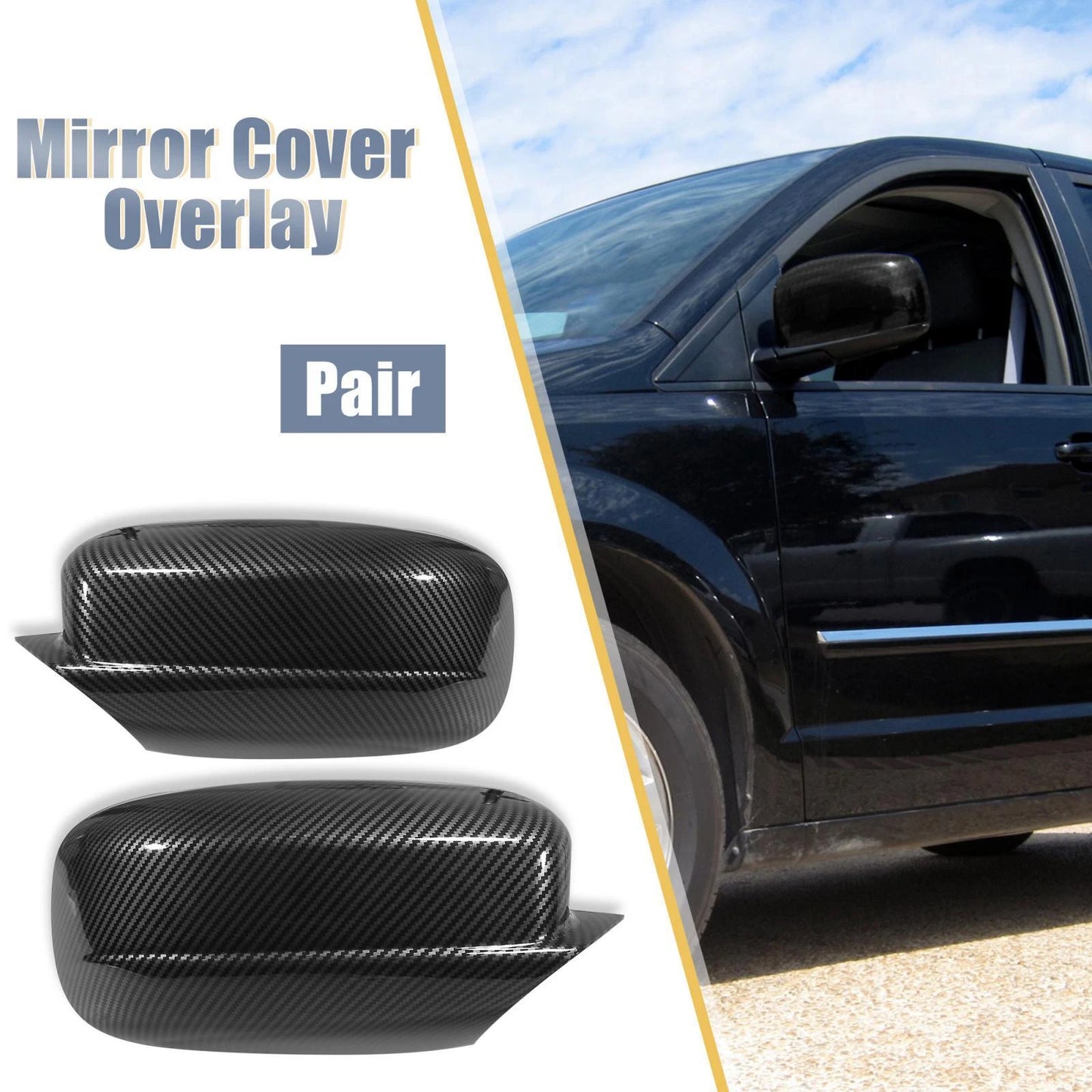 Pair Carbon Fiber Rear View Mirror Cover Cap for Dodge Charger (2011-2021)