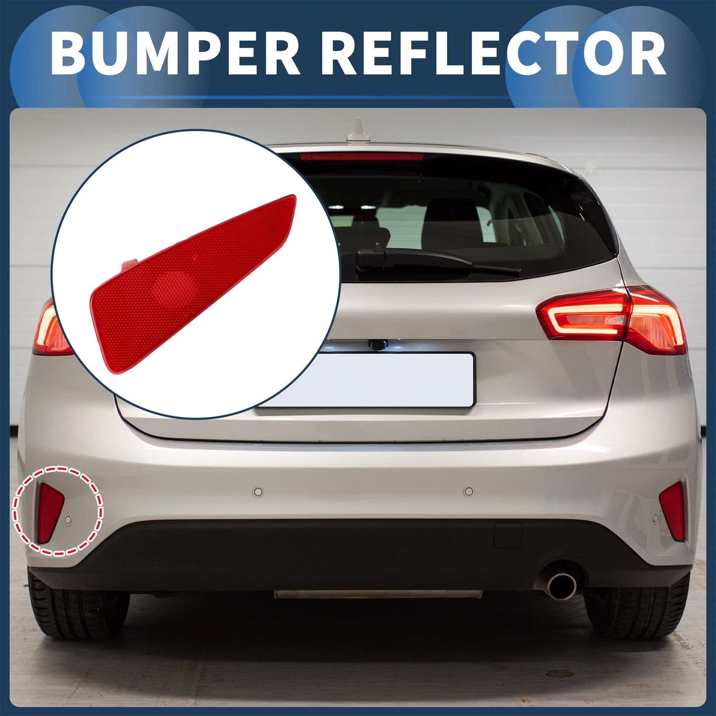 Bumper Reflector for Ford Focus Sedan 2019-2020 Red 1 x Rear Right