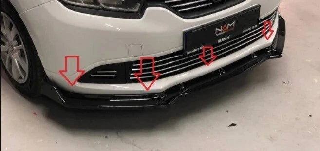 Front Bumper Lip Splitter for Renault Symbol (2013-2019) 3 Pcs