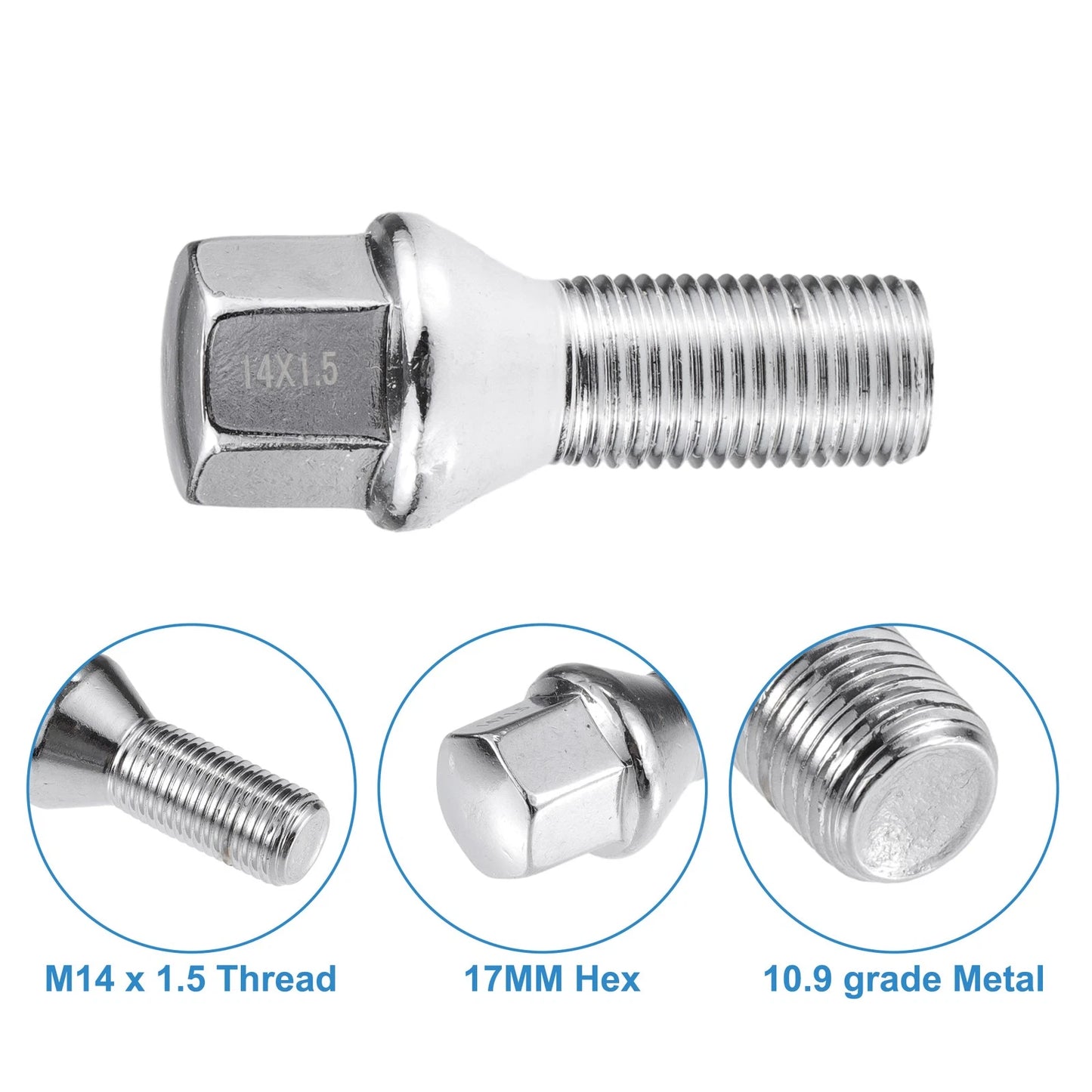 M14 x 1.50 Car Wheel Bolts (20 Pcs) for BMW 7 Series (2002-2008) Metal