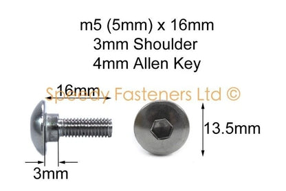 2x m5x16mm Stainless Fairing Bolts 3mm Shoulder for Triumph Sprint TT600 Daytona
