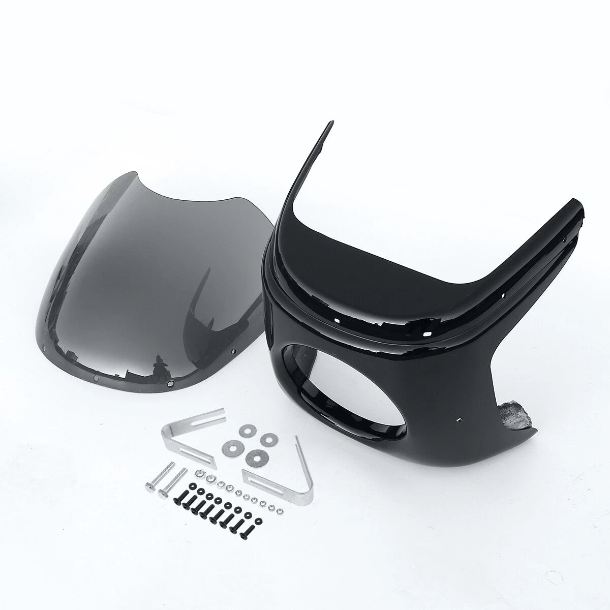 7-inch Round Motorcycle Headlight Headlamp Light Fairing Smoke Windshield Windscreen
