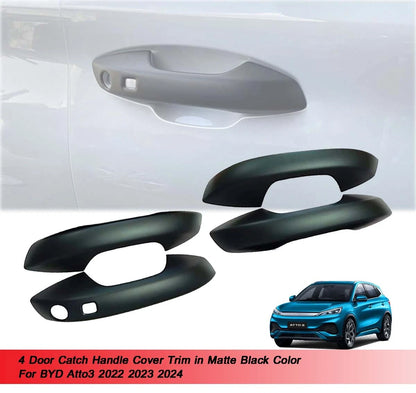 4 x Matte Black Door Catch Handle Covers for BYD Atto3 (2022-2024)