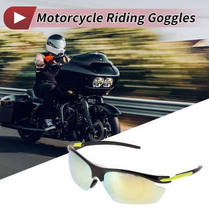 1 Pc Motorcycle Riding Goggles Gold Tone Lens Black Yellow Frame
