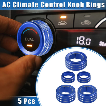 5 x AC Climate Control Knob Rings for Toyota 4Runner (2010-2022) Durable Blue