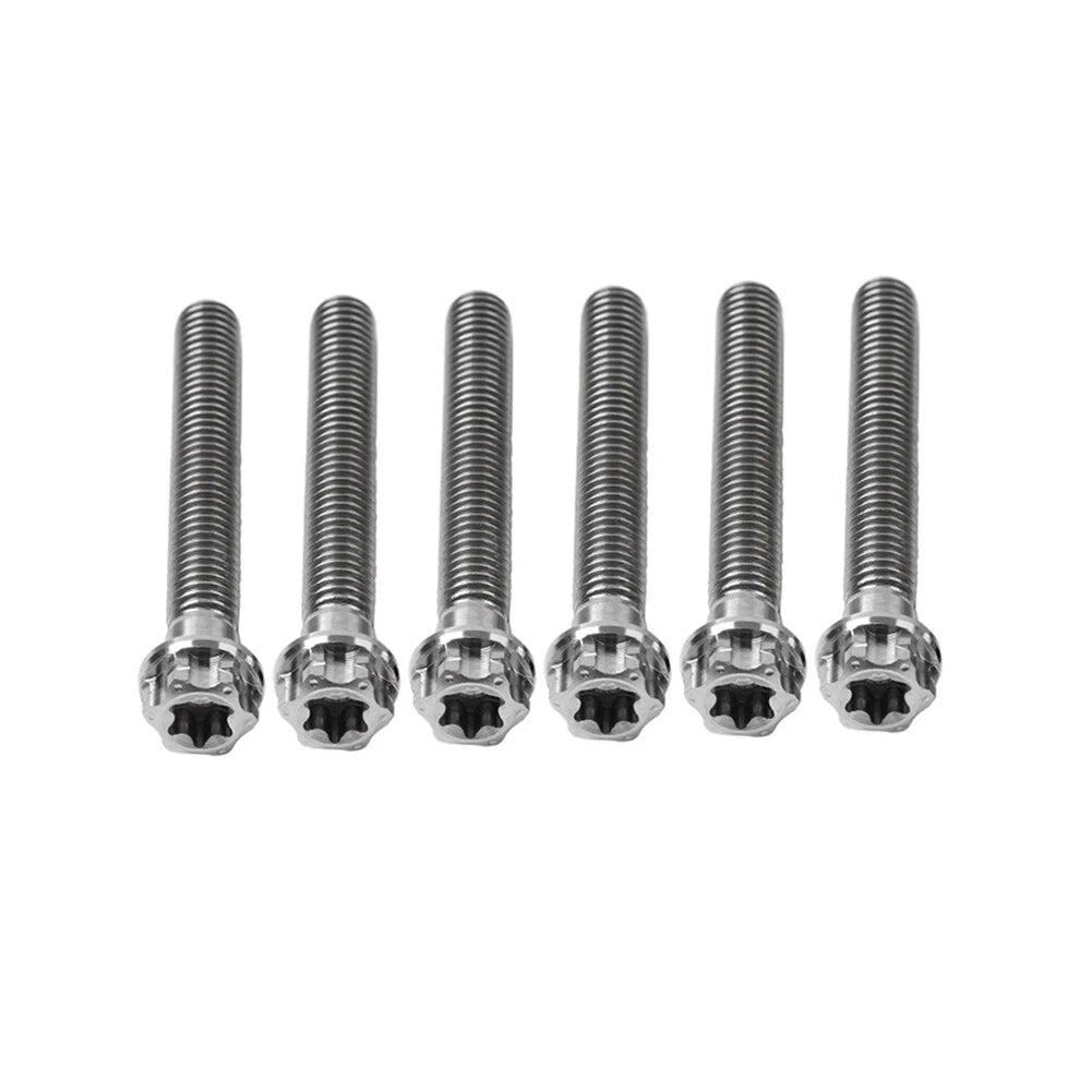 6pcs M10x60mm Titanium Torx Head Flange Screws for Motorcycle Bike