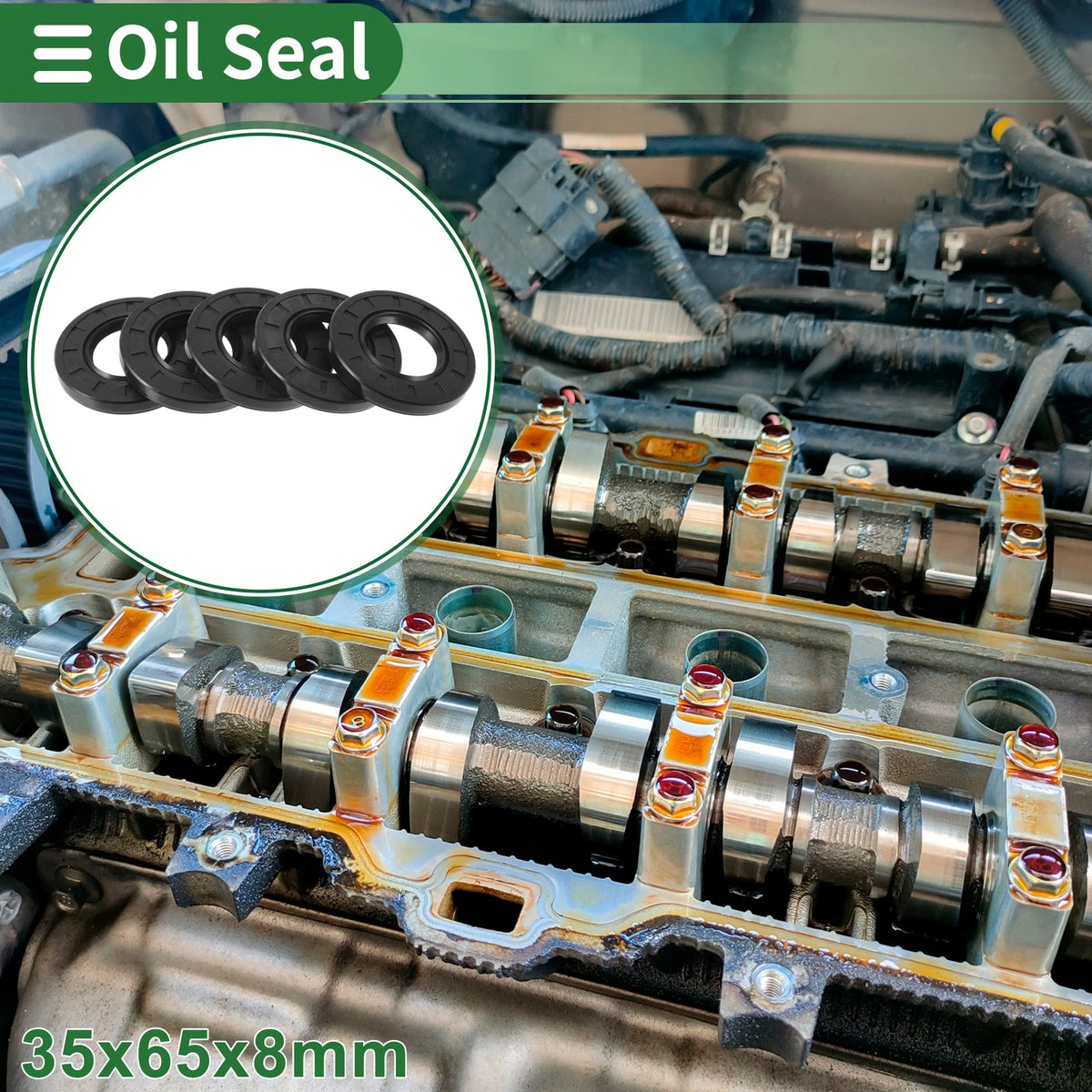 Oil Seal 35x65x8mm NBR Rubber Black 5 Pcs for Car
