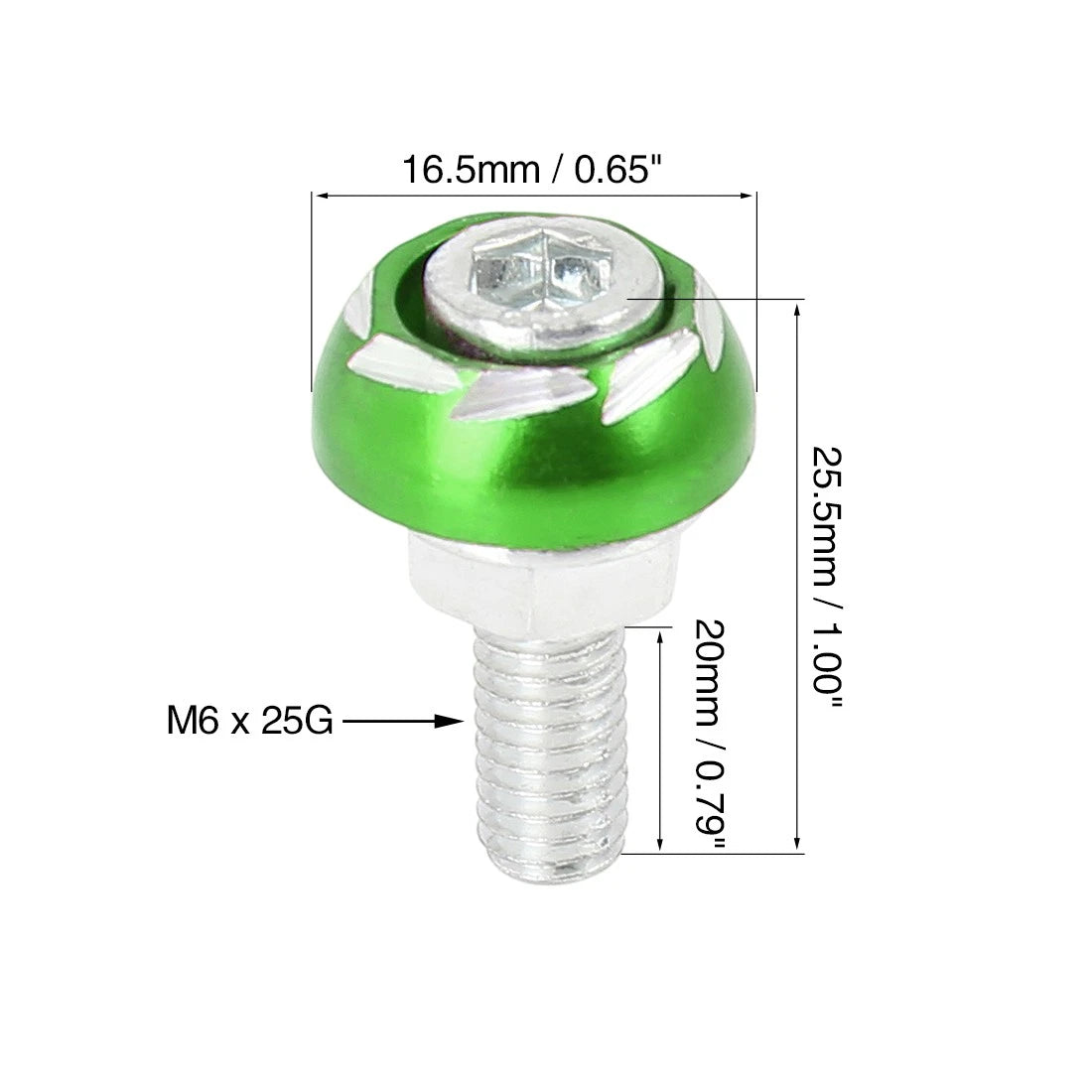 Bolts Nuts Fastener 4pcs 6mm Green License Plate Frame for Motorcycle