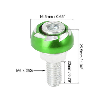 Bolts Nuts Fastener 4pcs 6mm Green License Plate Frame for Motorcycle