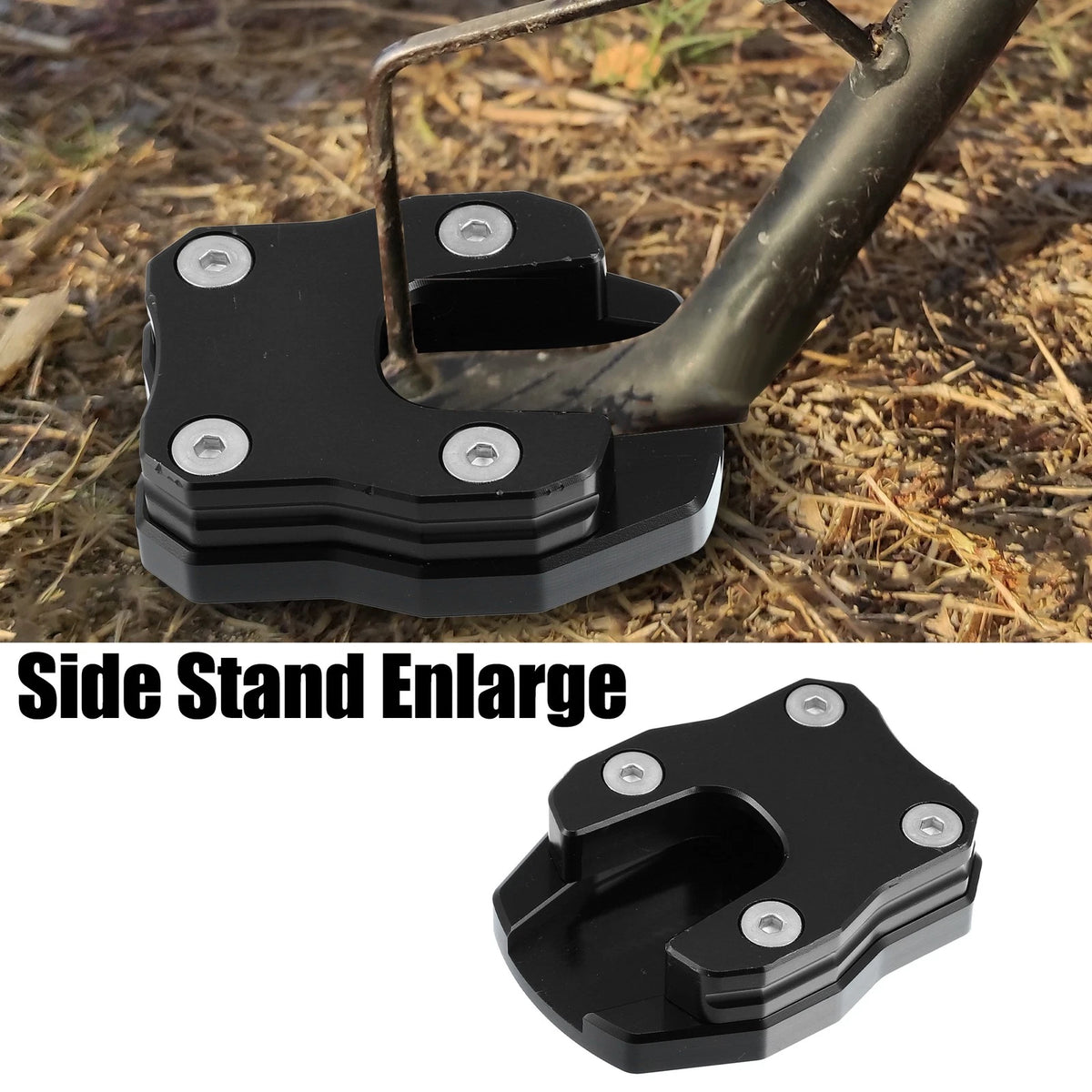 Kickstand Side Stand Plate Pad Aluminum Alloy Black for Honda PCX125