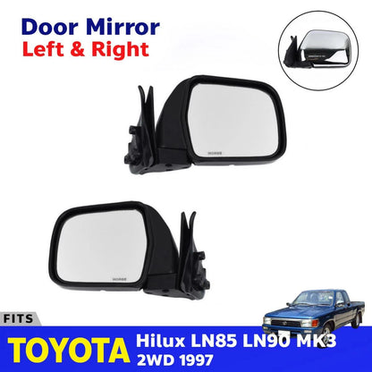 Side Door Mirror Rear View Pair Chrome Fits Toyota Hilux SR LN85 LN106 1989-97