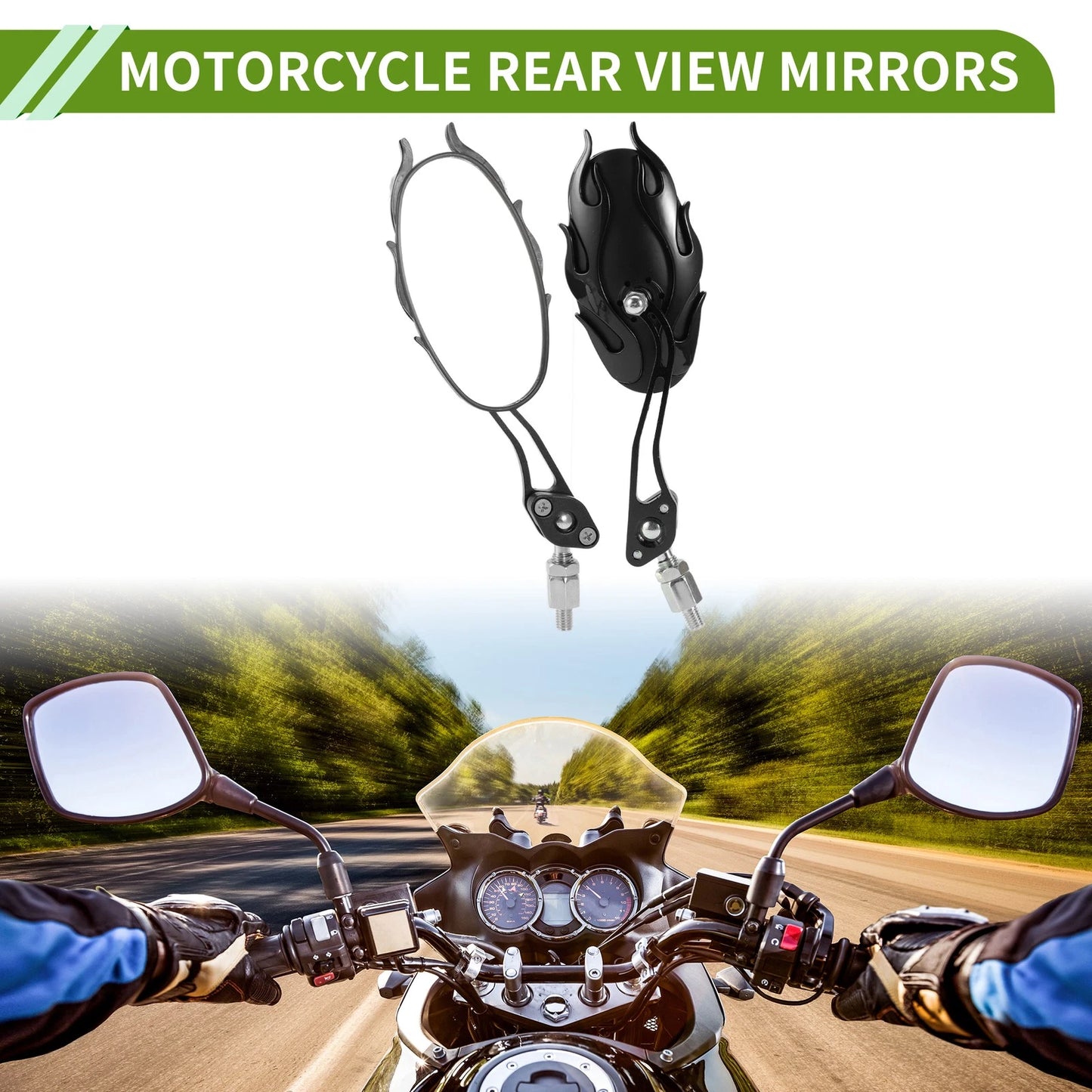 M8/M10 Oval Shape Rear View Mirrors for Motorcycle