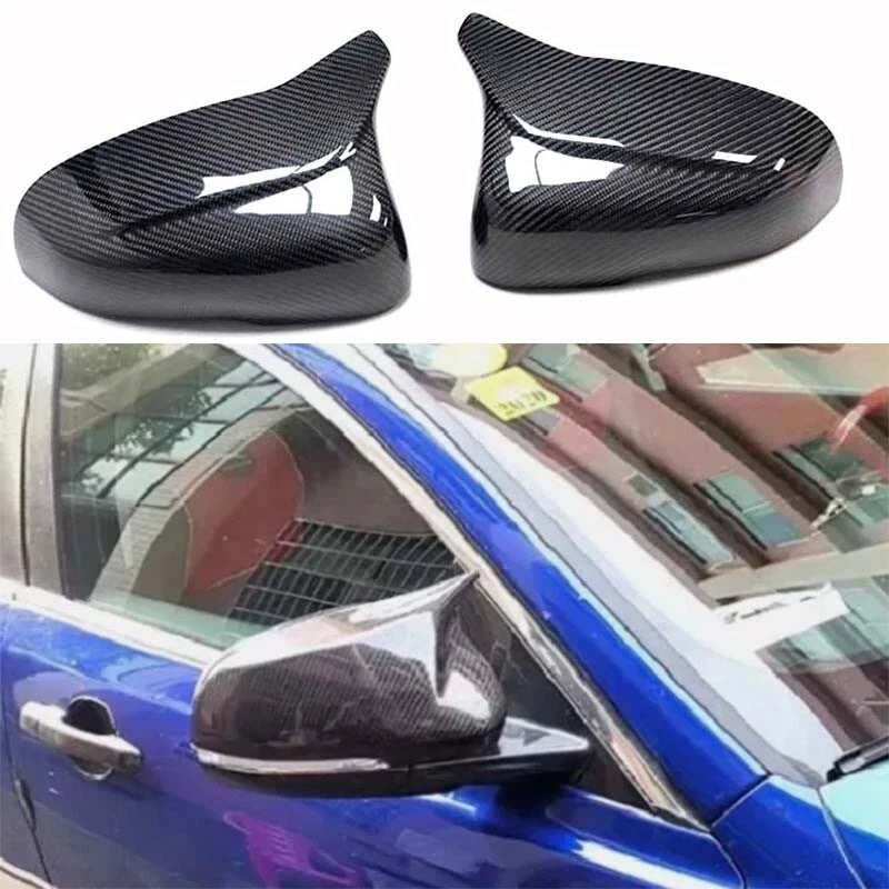 Carbon Fiber Ox Horn Rearview Mirror Cover Cap for Jaguar XE XF XJ 2015-2018
