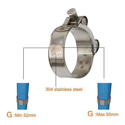 44mm-47mm Exhaust Pipe Clamp Stainless Steel for Motorcycle