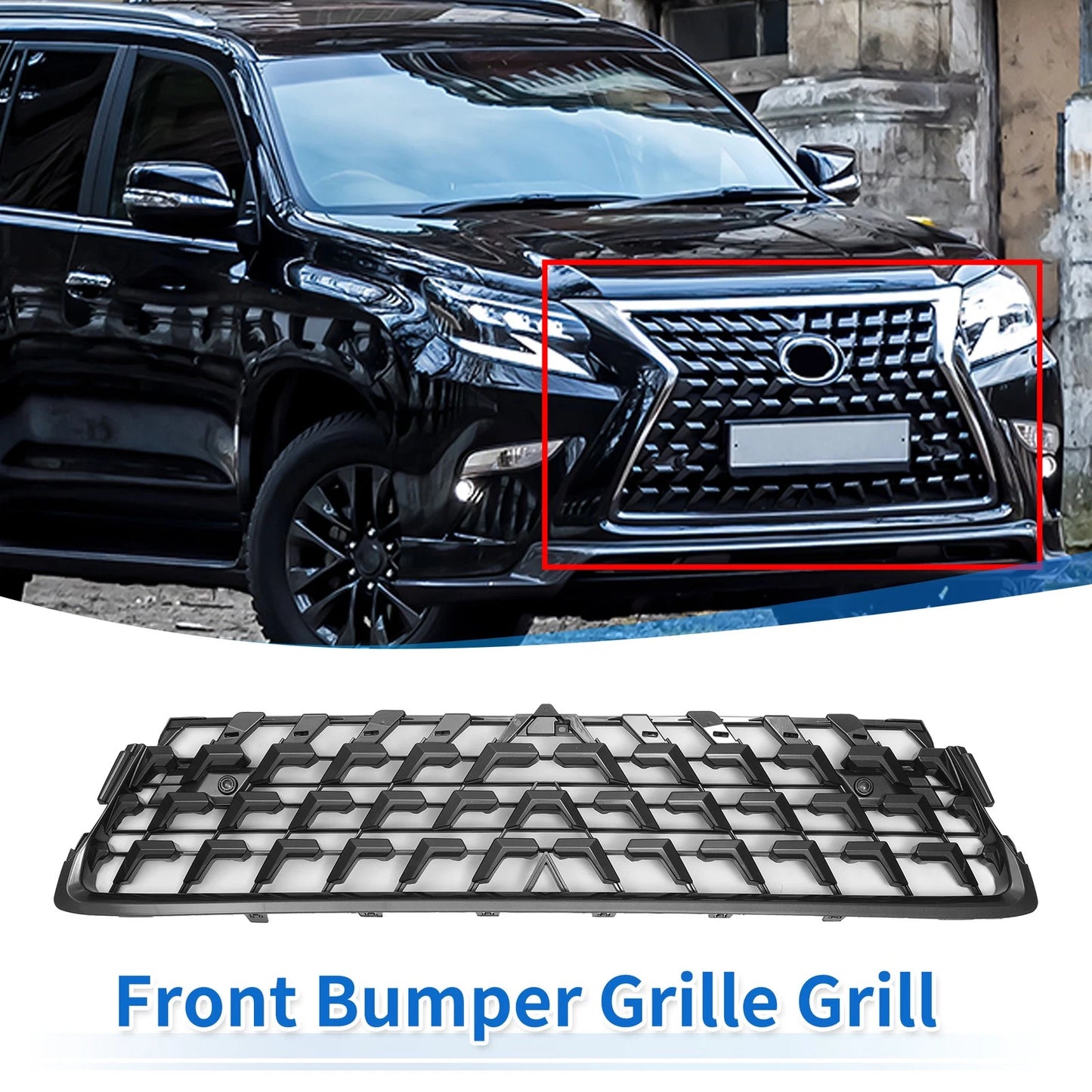 Front Lower Bumper Grille for Lexus GX460 (2014-2022) Chrome Silver Tone