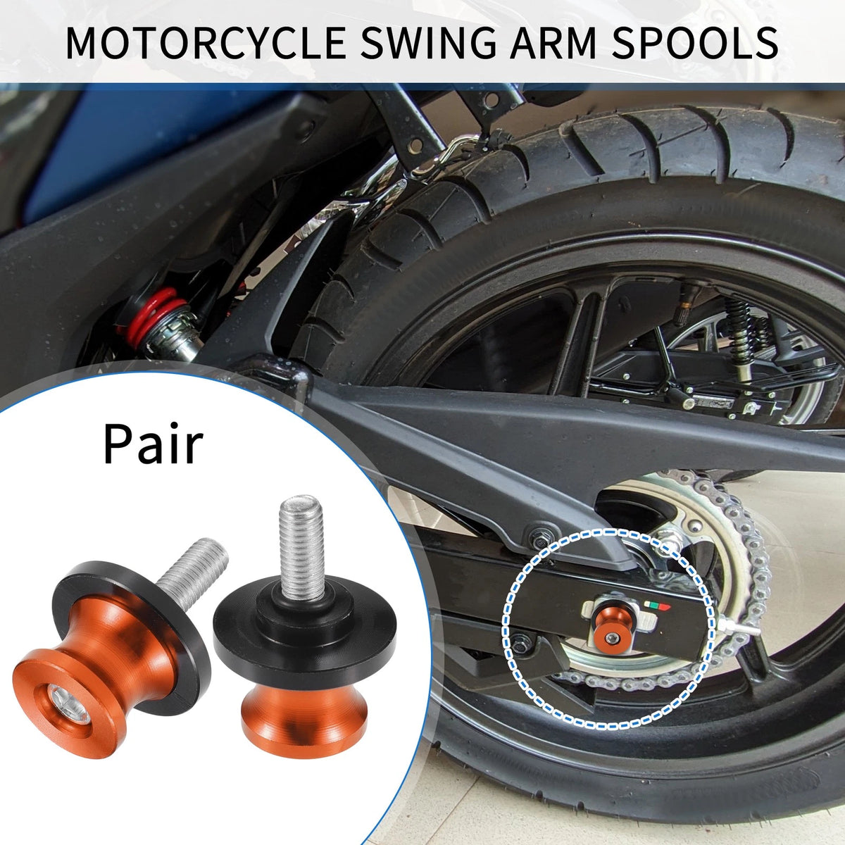 Pair 8mm CNC Swingarm Spools Slider Stand for Motorbike