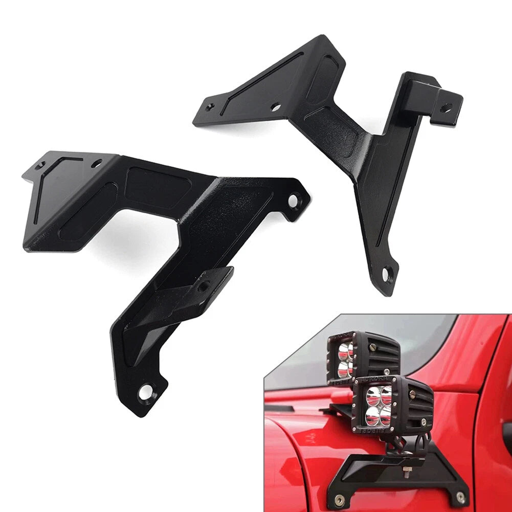 Dual A-Pillar Light Mounting Brackets for Jeep Wrangler JL, Gladiator JT (2018-2024)