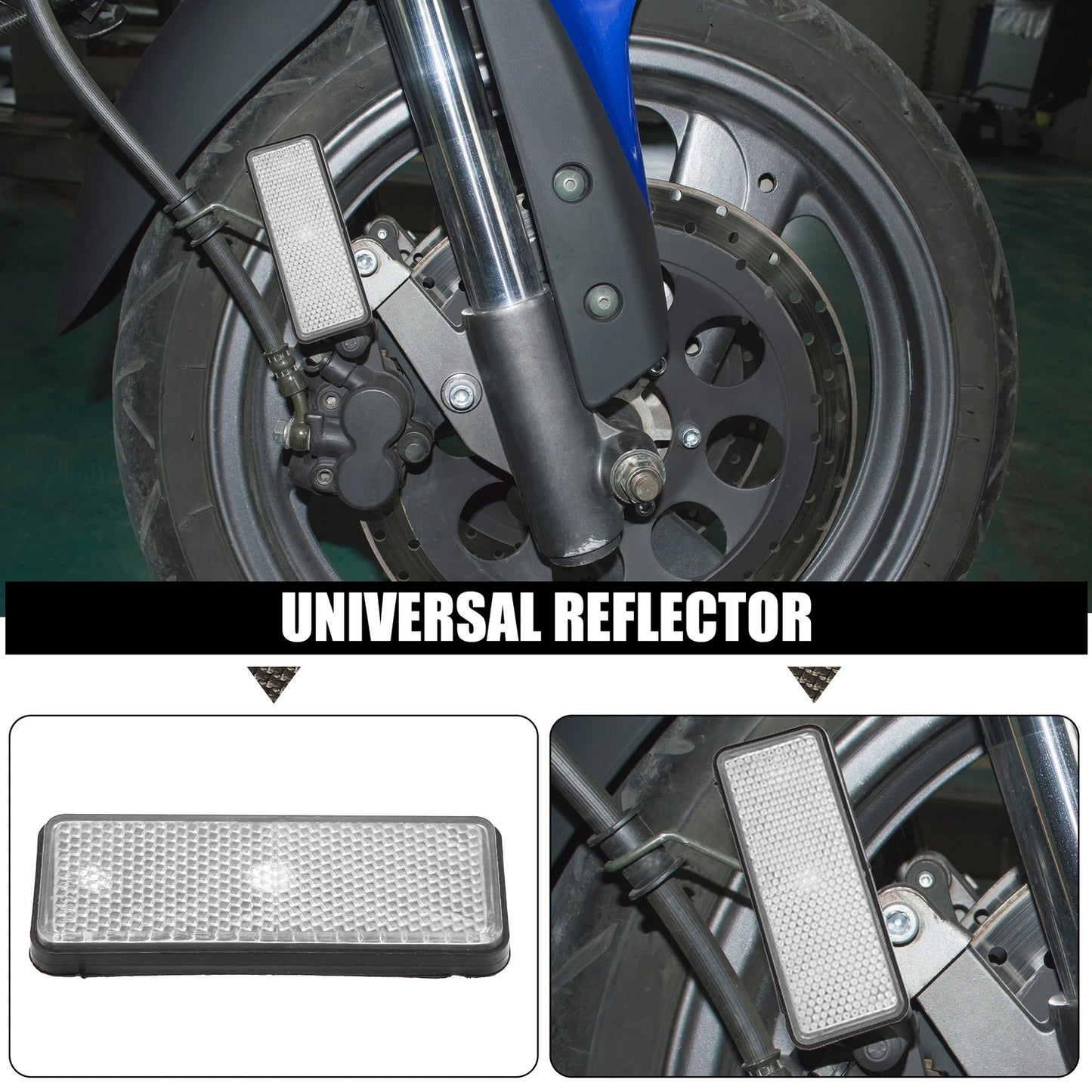 2 x Universal Rectangle Shape Reflector for Motorcycle Garbage Cans White