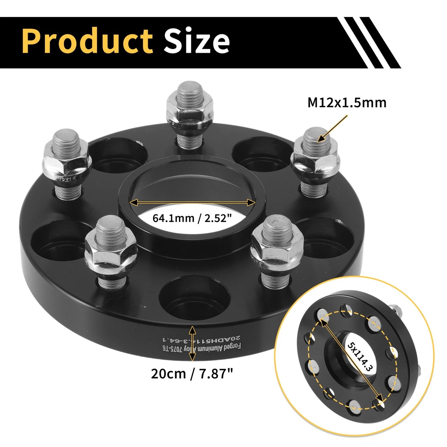 2 x 5x114.3mm Wheel Spacers 64.1mm M12x1.5 for Honda Accord, CR-V