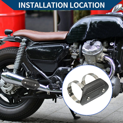 Muffler Heat Guard with Clamp 110x58mm 1 Set Black for Motorcycle
