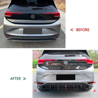 Gloss Black Rear Bumper Diffuser Lip with Lights for VW ID.3 (2019-2022)