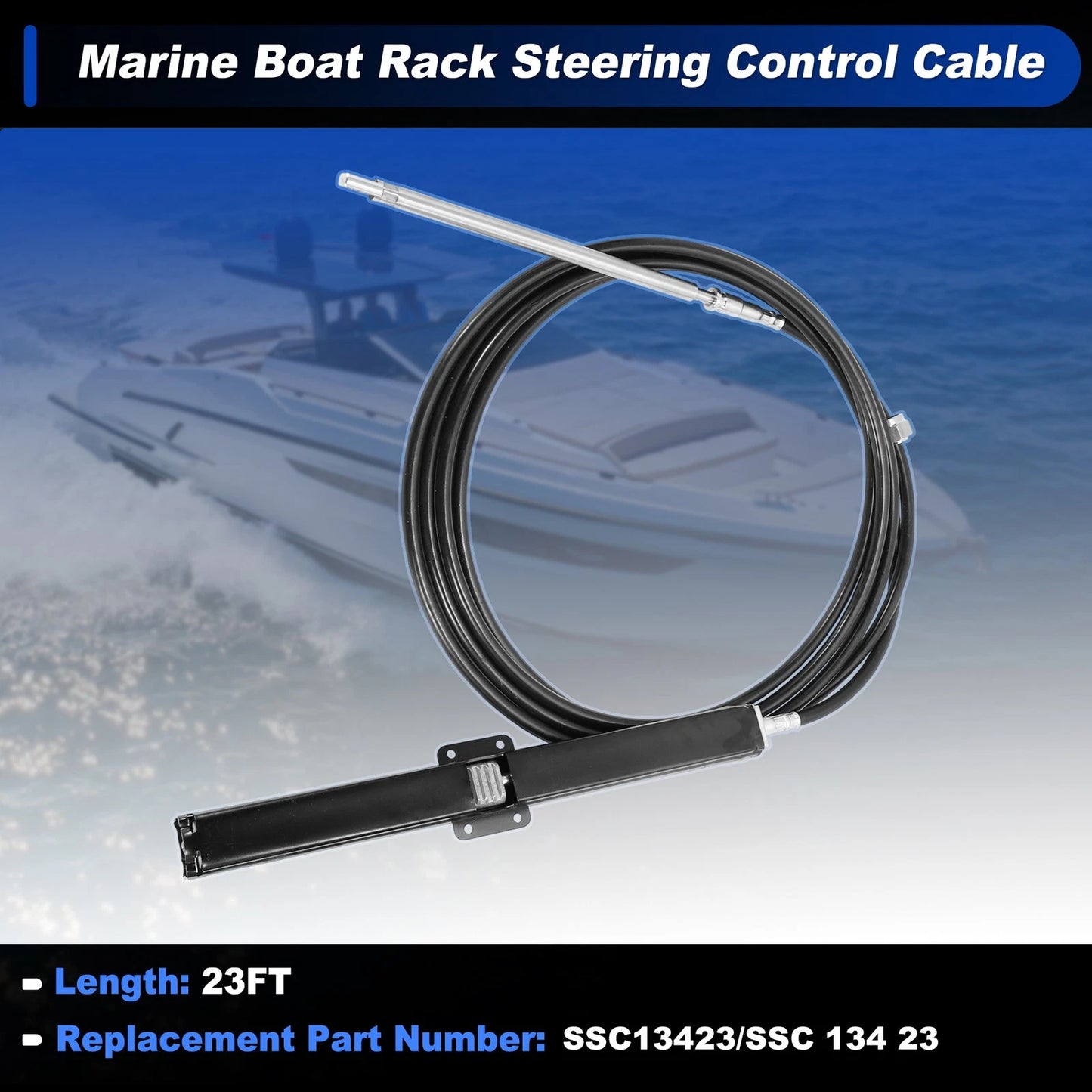 23 Ft Steering Control Cable for Marine Boat Rack Black