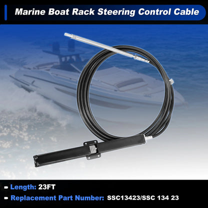 23 Ft Steering Control Cable for Marine Boat Rack Black