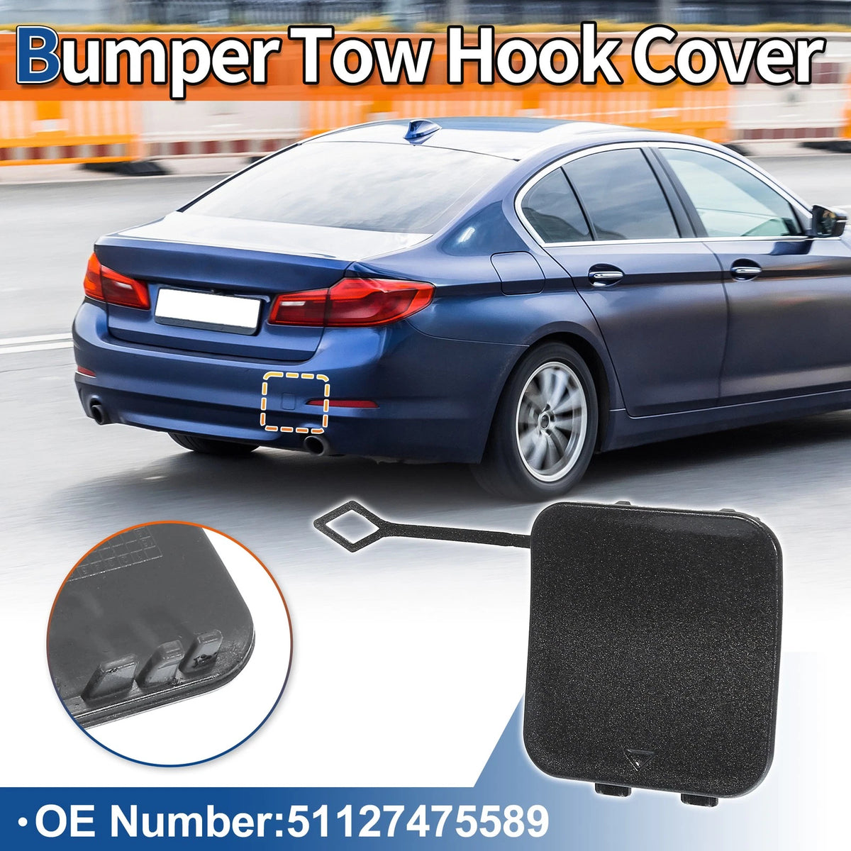 Rear Right Bumper Tow Hook Cover for BMW 530i 540i Light Gray