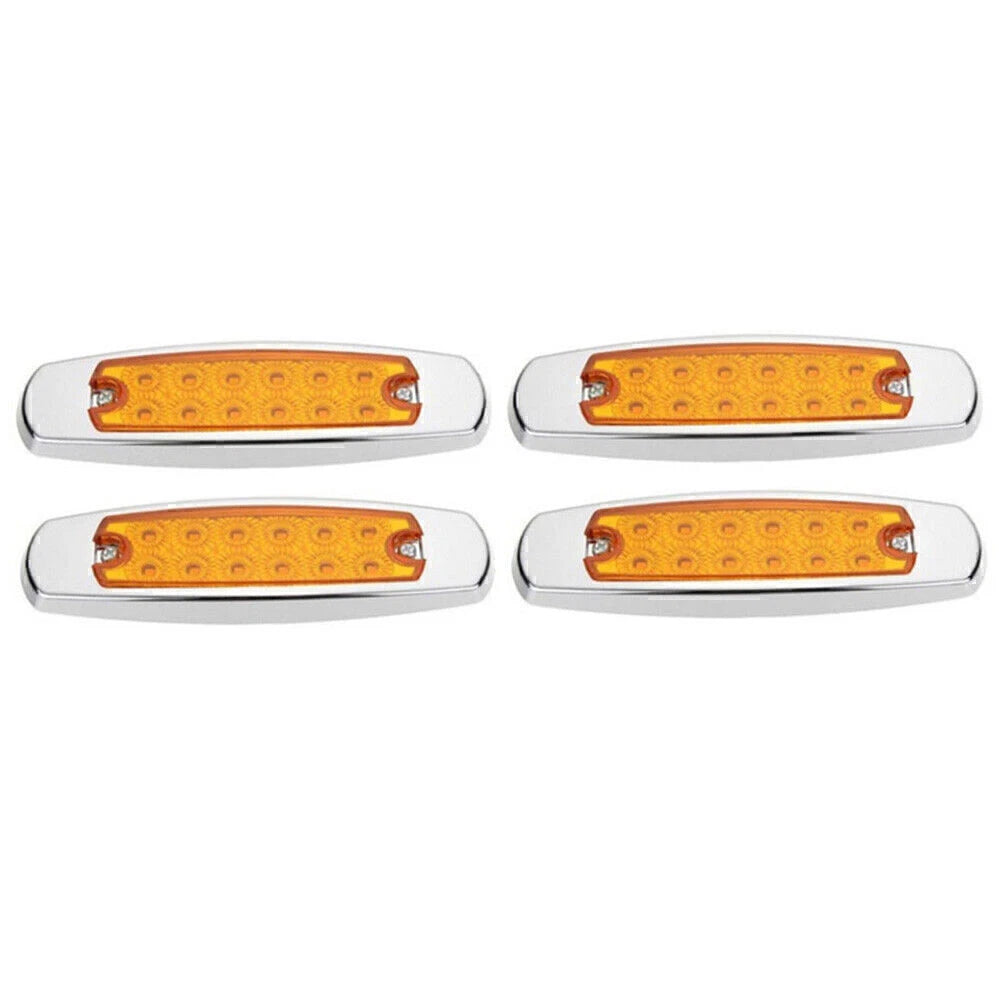 4X Amber 12 LED Sealed Side Marker Clearance Lights for Truck Trailer 12V