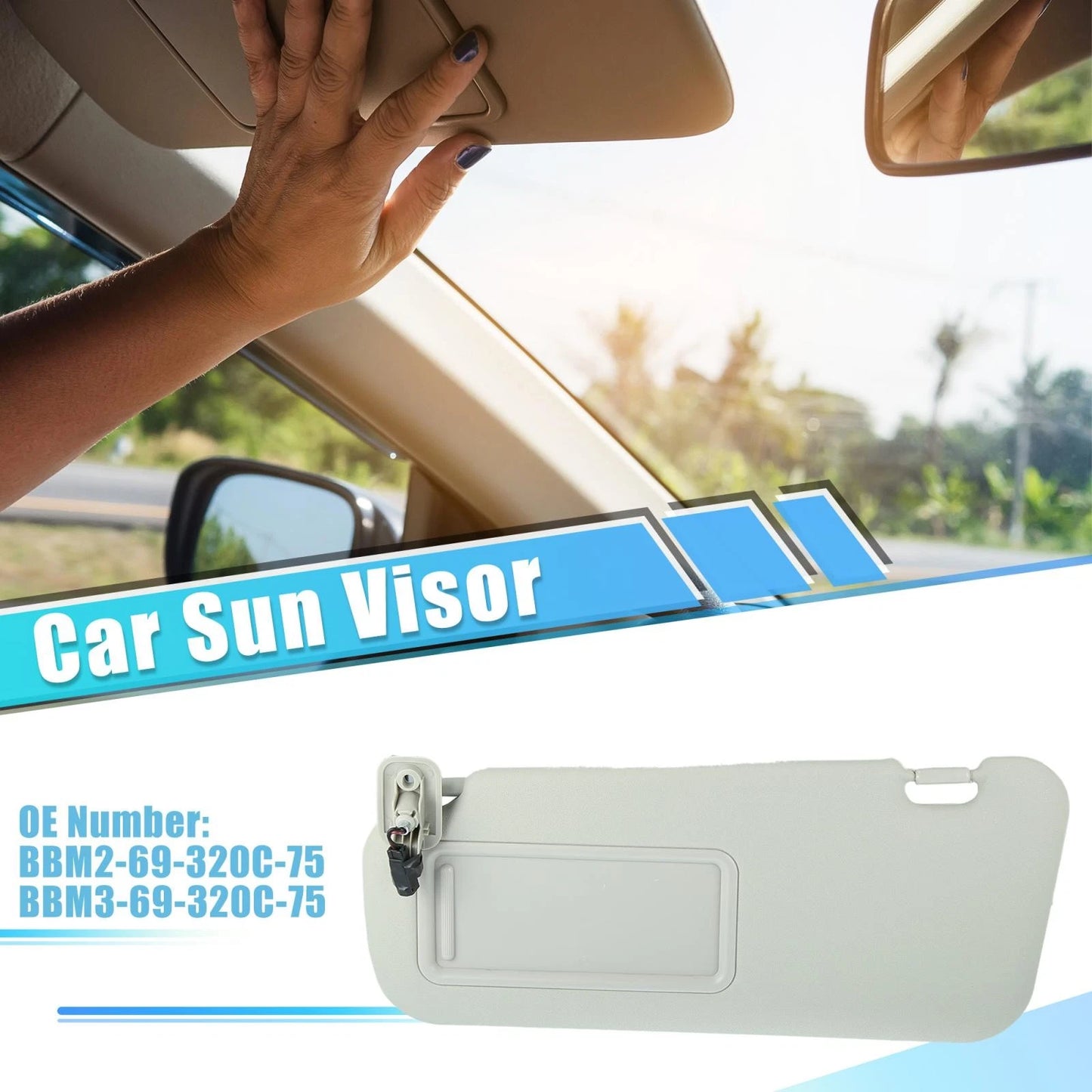 Front Left Sun Visor Gray for Mazda 3 (2010-2013)