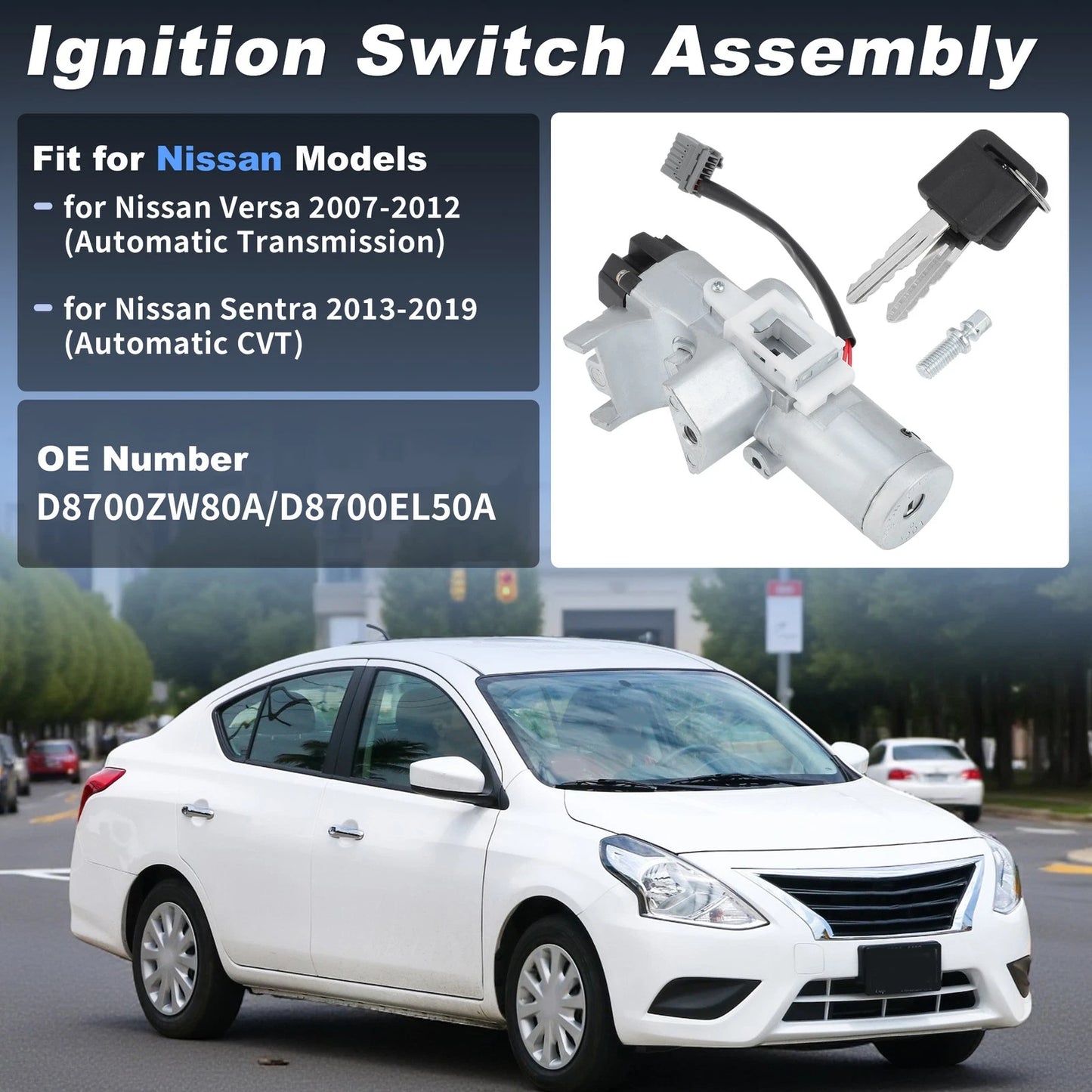 Ignition Lock Cylinder w/ 2 Keys for Nissan Versa (2007-2012)