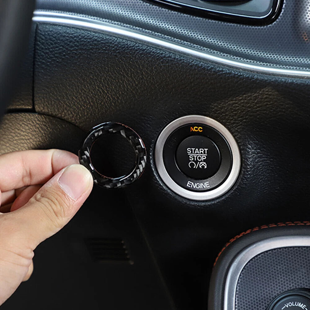 Carbon Fiber Engine Start Push Interior Ring Trim for Dodge Challenger (2015-2020)