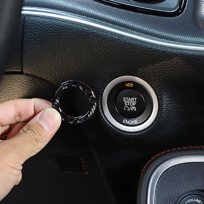 Carbon Fiber Engine Start Push Interior Ring Trim for Dodge Challenger (2015-2020)