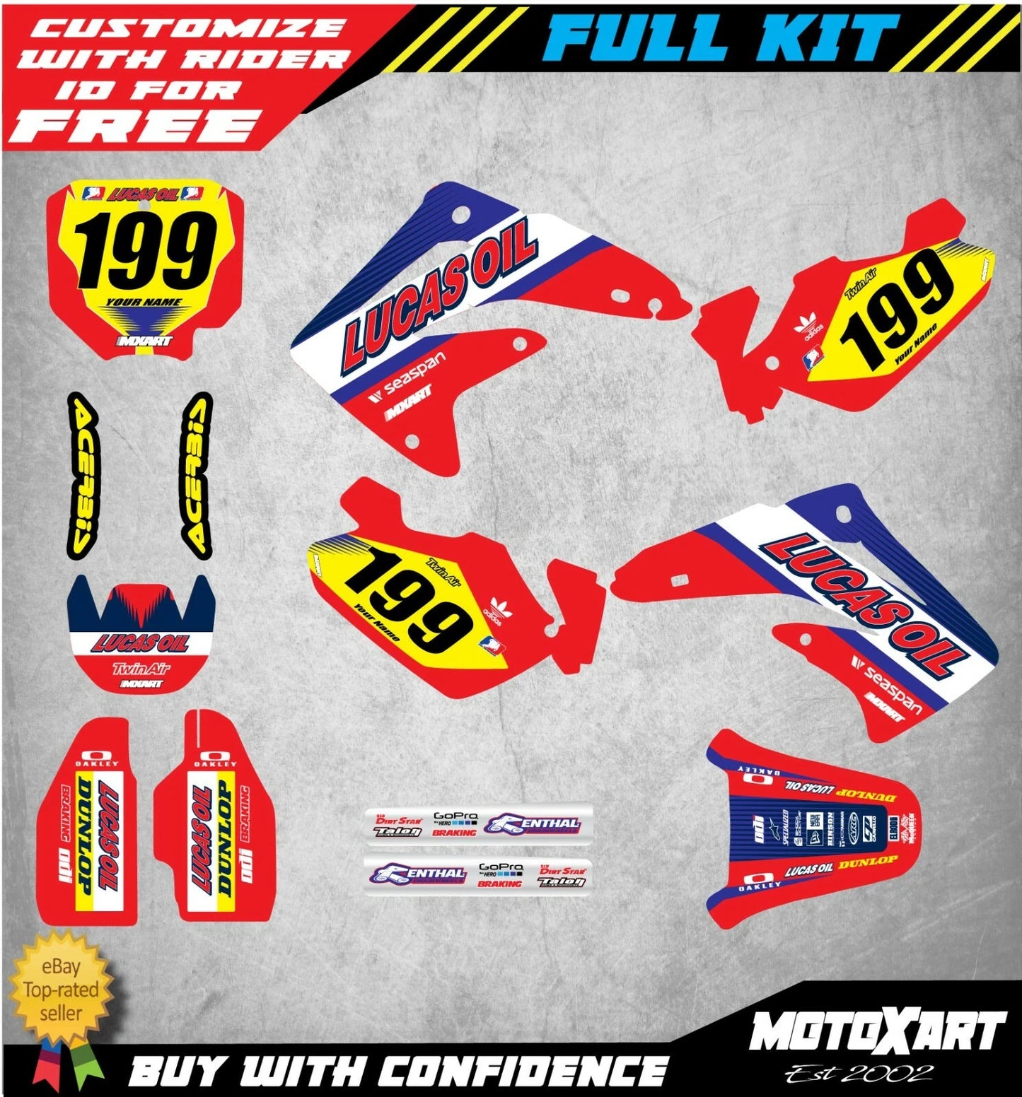 Custom Graphics Full Kit for Honda CR 85 ACTIVE Style Stickers (2002-2014)