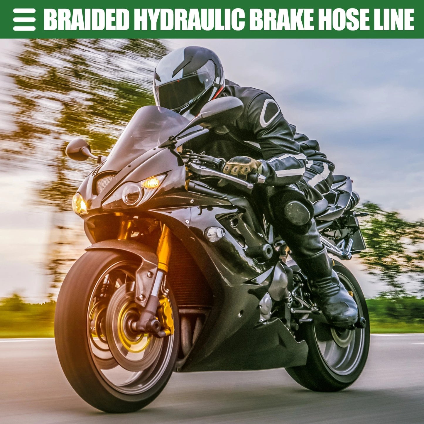 170cm Braided Hydraulic Brake Line Oil Hose Black 1 Set for Motorcycle