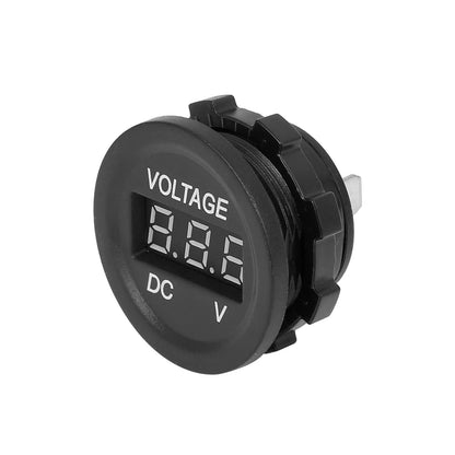 Voltmeter DC 12V 24V Green LED Round Panel for Motorcycle Car
