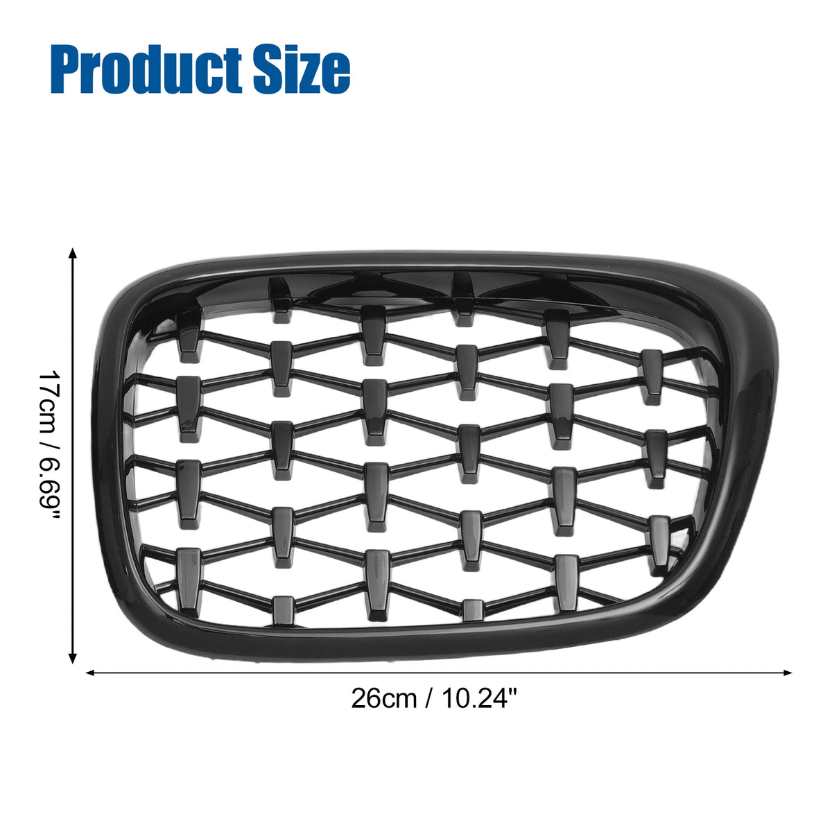 Gloss Black Front Hood Bumper Grille for BMW 525i 530i E39 (2001-2003) Pair