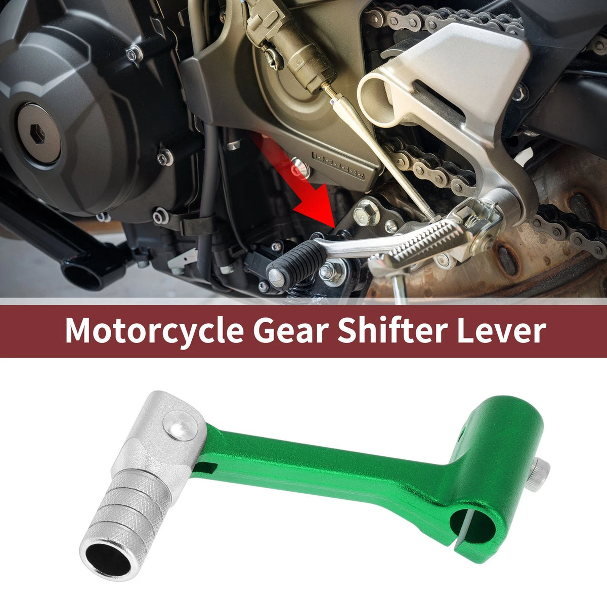 Folding Motorcycle Gear Shifter Lever for Bosuer Cheetah Green Silver Tone