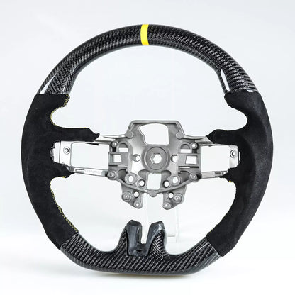 Steering Wheel Carbon Fiber Suede Yellow for Ford Mustang EcoBoost (15-17)