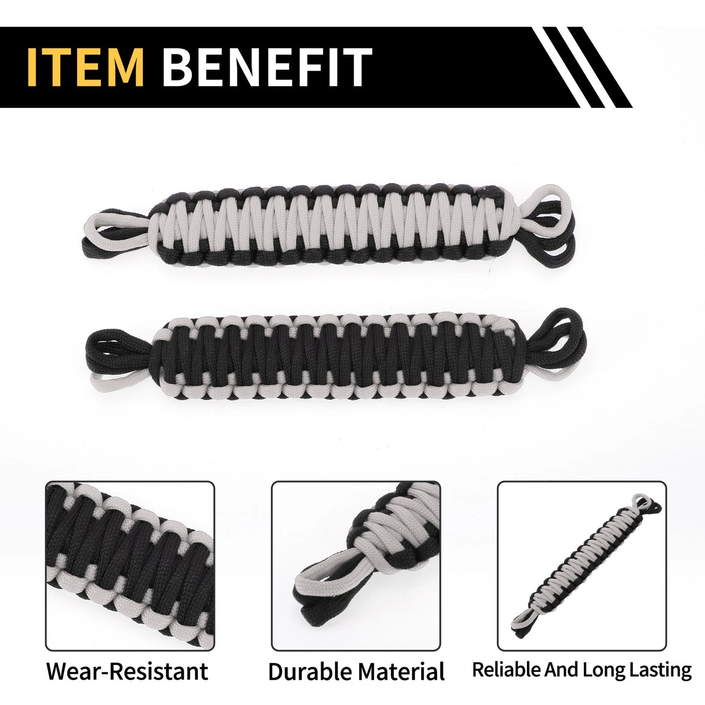 2 x Door Limiting Straps for Jeep Wrangler TJ JK JKU (2007-2018) Black Gray