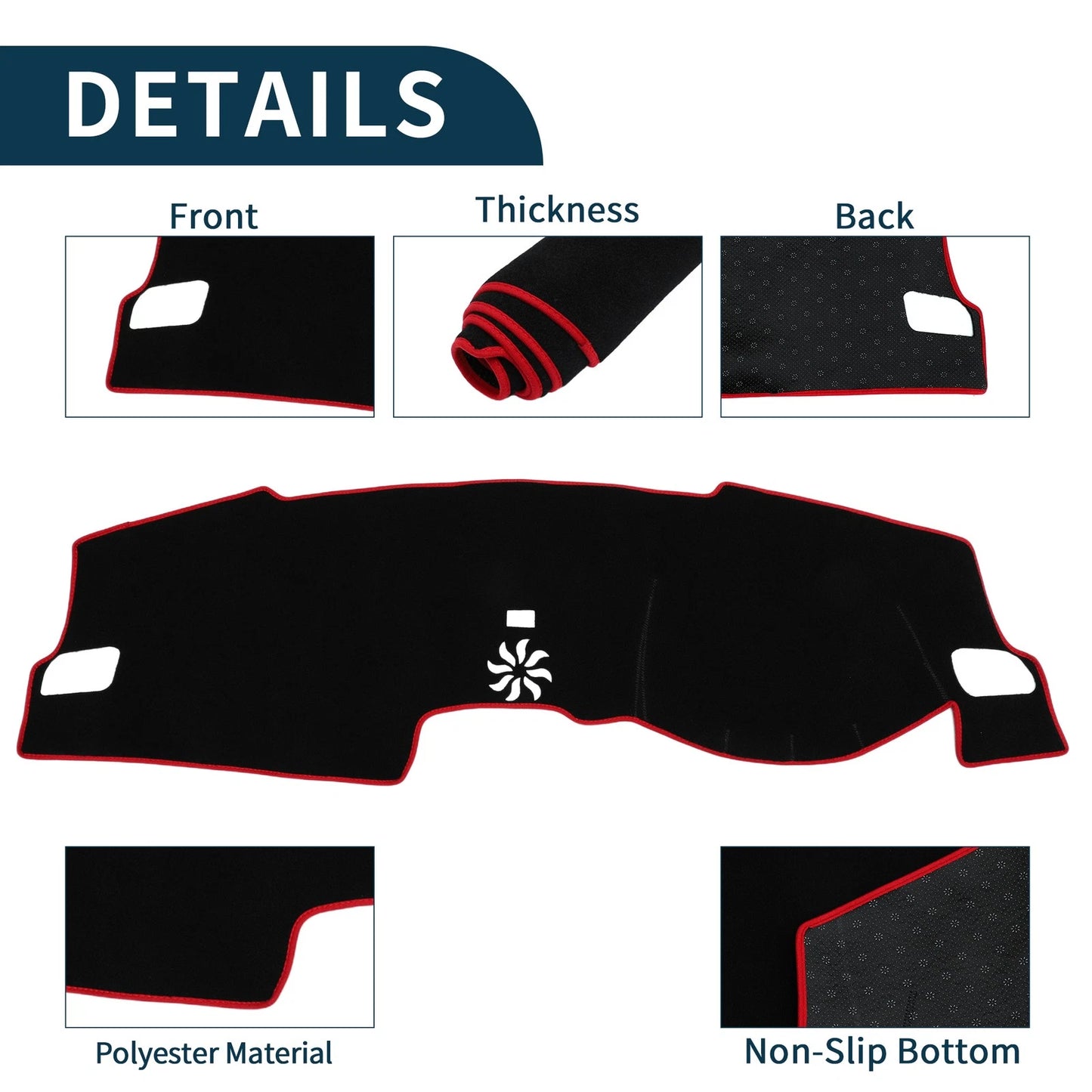 Dashboard Cover Mat for Honda Civic FL5 (2022-2024) Sun Protector Black Red