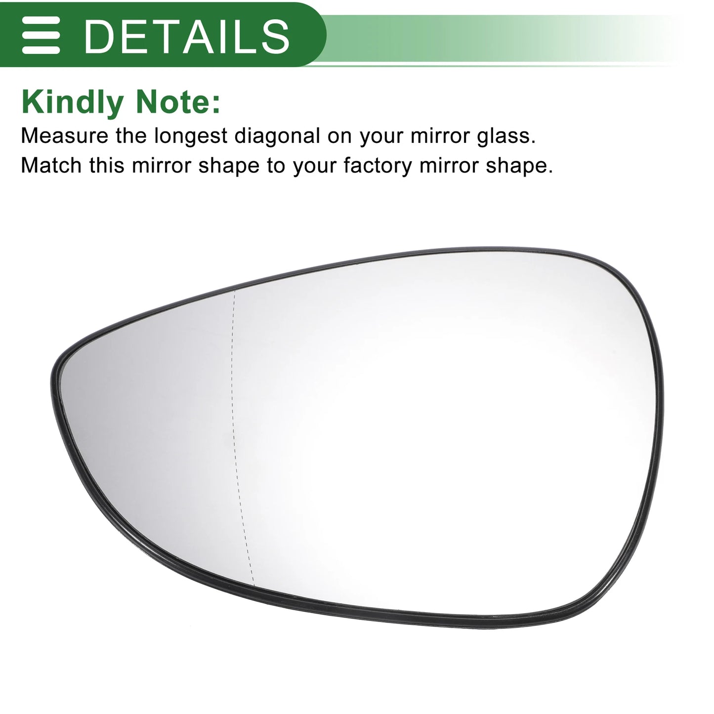Left Side White Mirror Glass for Ford B Max (2012-2019)