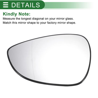 Left Side White Mirror Glass for Ford B Max (2012-2019)