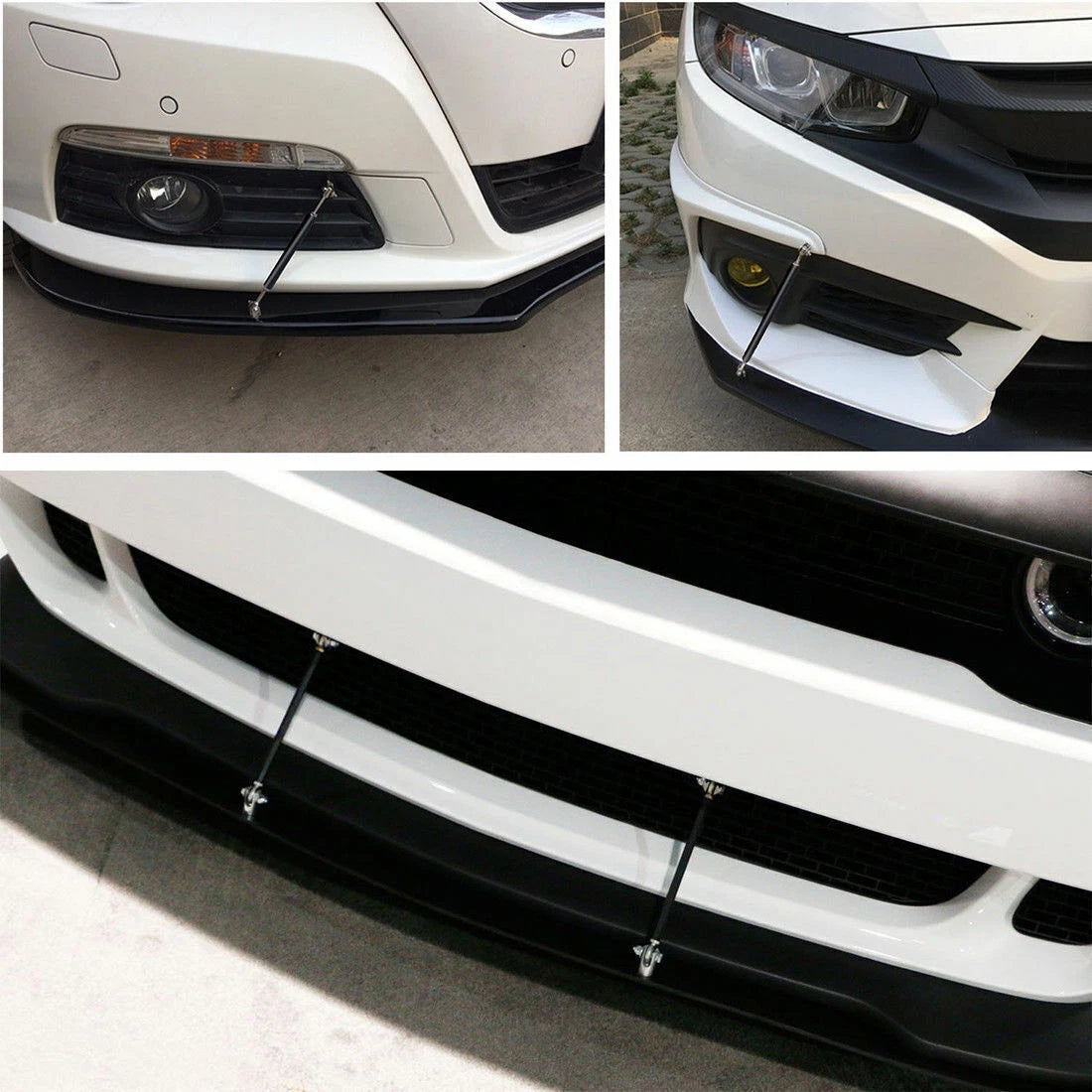Black Adjustable Bumper Lip Splitter Strut Rod Tie Support Bar for Dodge Charger